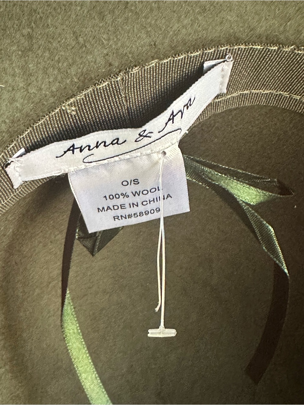 Anna & Ava Olive Green Braided Felt Wide Brim Hat - Picture 6 of 6